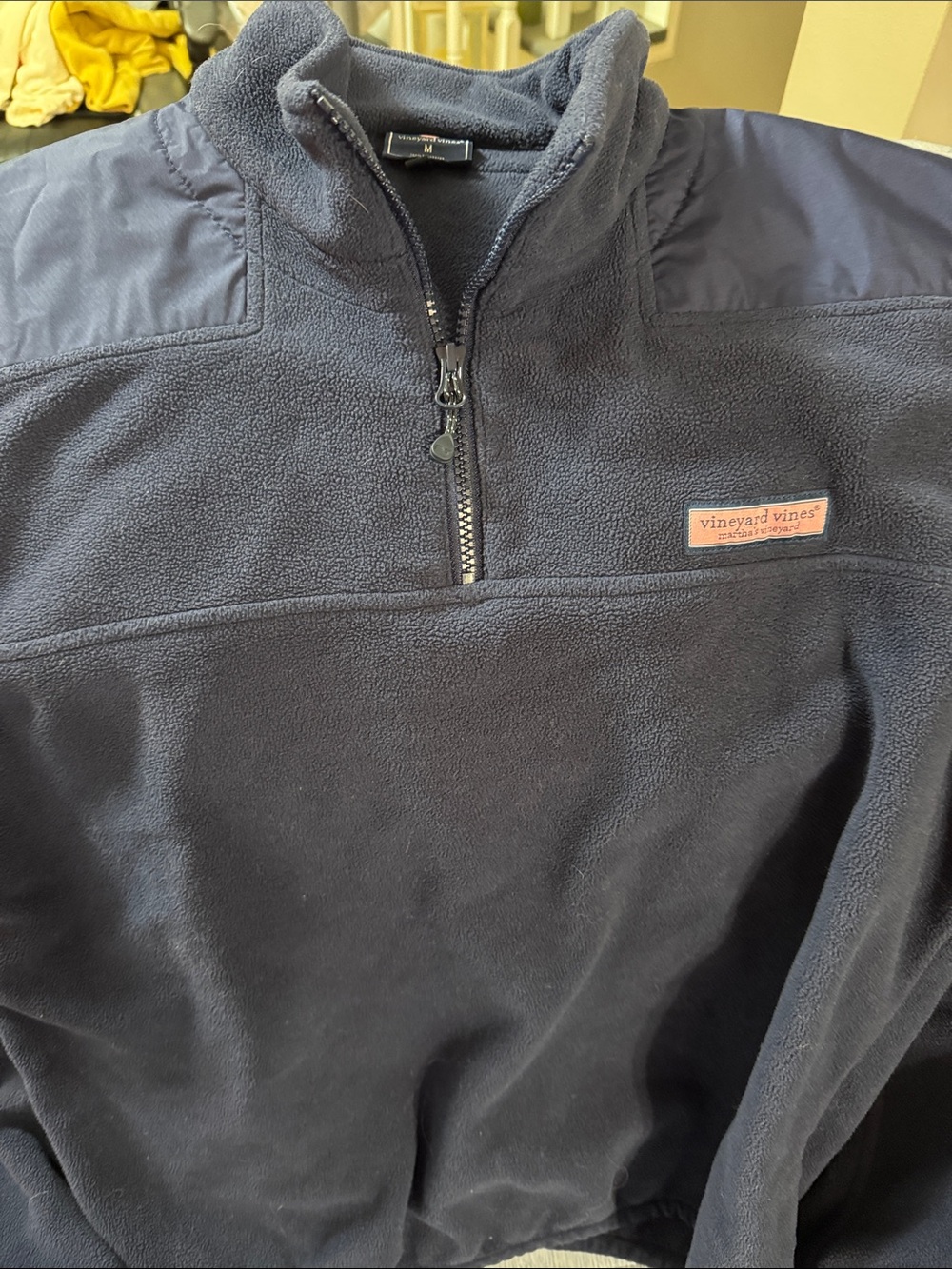Vineyard Vines Navy Half-Zip Fleece Pullover with Patch Logo